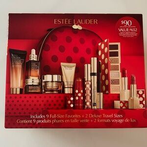 Estée Lauder (LE) Beauty Set – Makeup Case + Lipsticks + Cleanser + Eyeshadow